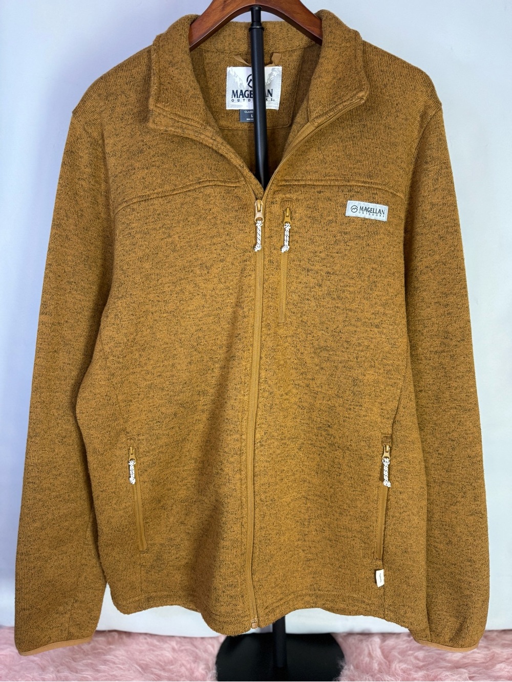 Magellan Outdoors - Men's Full-Zip Mustard Campfire Fleece Jacket - Size L